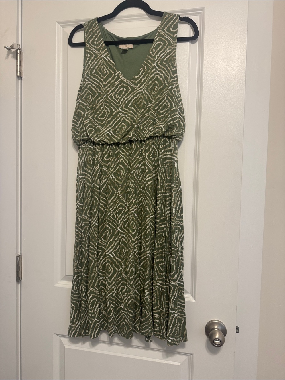 LOFT Olive Green Printed Sleeveless Maxi Dress